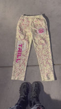Load and play video in Gallery viewer, Cream &amp; Pink Flared Sweatpants
